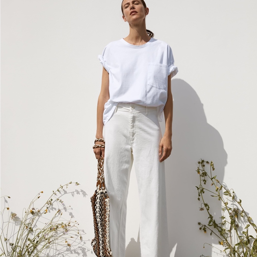 Zara Marine Straight Leg White Jeans